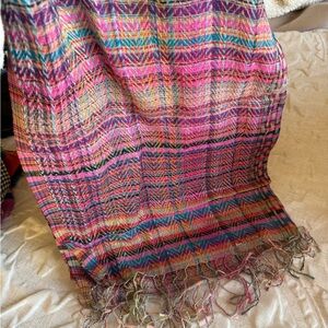 Colorful Woven Scarf with Fringe